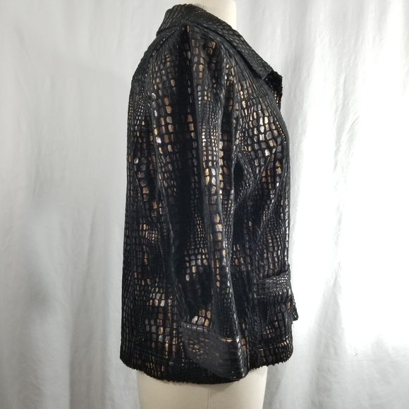 JM COLLECTION Textured Black Gold Copper Jacket - Picture 7 of 12